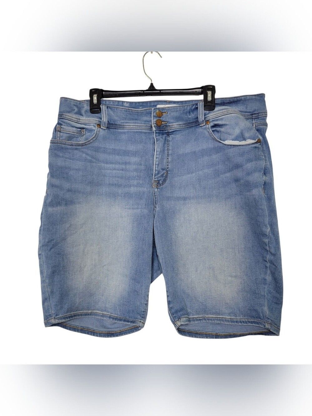 Lane Bryant Size 20 Flex Magic Waistband High Rise Bermuda Demin Shorts in Blue